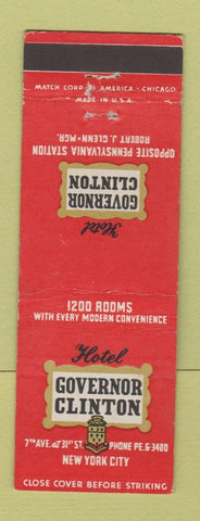 Matchbook Cover - Hotel Governor Clinton New York City