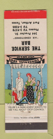 Matchbook Cover - Service Bar Port Arthur TX hillbilly
