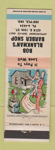 Matchbook Cover - Bob Blankman's Barber Shop Indianapolis IN hillbilly