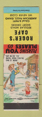 Matchbook Cover - Roger's Cafe American Falls ID hillbilly