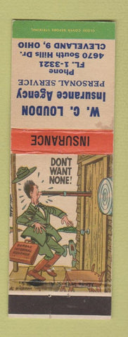 Matchbook Cover - WC Loudon Insurance Cleveland OH hillbilly