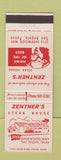 Matchbook Cover - Zentner's Steak House San Angelo TX