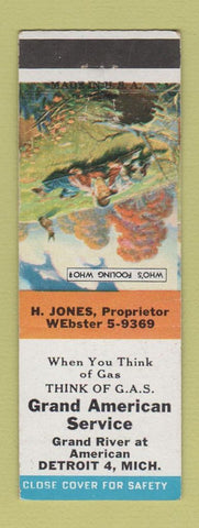 Matchbook Cover - Grand American Service oil gas Detroit MI