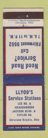Matchbook Cover - Lloyd's Service oil gas Cleveland Heights OH