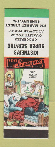 Matchbook Cover - Kistner's Super Service Grocery Sunbury PA hillbilly