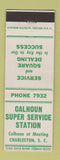 Matchbook Cover - Calhoun Super Service oil gas Charleston SC