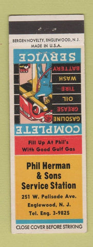 Matchbook Cover - Phil Herman Sons Service oil gas Englewood NJ