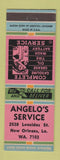 Matchbook Cover - Angelo's Service oil gas New Orleans LA