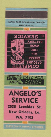 Matchbook Cover - Angelo's Service oil gas New Orleans LA