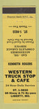 Matchbook Cover - Western Truck Stop & Cafe Liberty MO