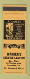 Matchbook Cover - Warren's Service oil gas Scranton PA