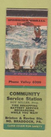 Matchbook Cover - Community Service Station oil gas North Braddock PA