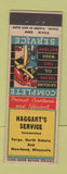 Matchbook Cover - Haggart's Service oil gas Moorhead MN Fargo ND CREASE