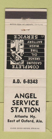 Matchbook Cover - Angel Servie oil gas Oxford AL