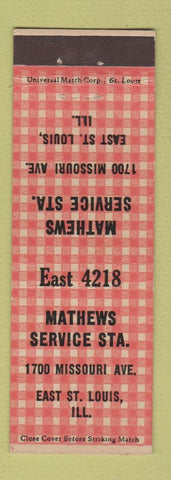 Matchbook Cover - Mathews Service oil gas East St Louis IL