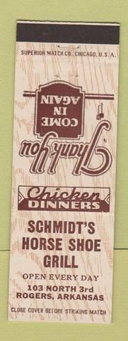 Matchbook Cover - Schmidt's Horse Shoe Grill Rogers AR