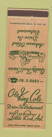 Matchbook Cover - Ole King Cole Drive In Restaurant Little Rock AR