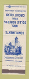 Matchbook Cover - Mrs Dollie Roberts Circuit Clerk Election Clarendon AR