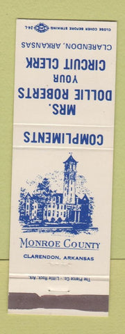 Matchbook Cover - Mrs Dollie Roberts Circuit Clerk Election Clarendon AR