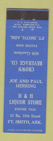 Matchbook Cover - H&H Liquor Store Crown Beverage Fort Smith AR