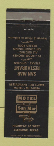 Matchbook Cover - Motel San Mar Cleburne TX