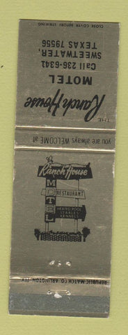 Matchbook Cover - Ranch House Motel Sweetwater TX WEAR