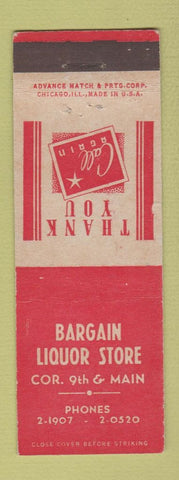 Matchbook Cover - Bargain Liquor Store ADVANCE Fort Worth TX