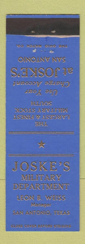 Matchbook Cover - Joske's Military Department San Antonio TX