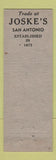 Matchbook Cover - Joske's Military Department San Antonio TX