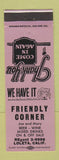 Matchbook Cover - Friendly Corner Restaurant Loleta CA