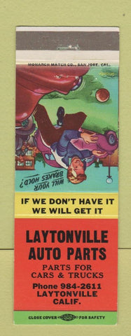 Matchbook Cover - Laytonville Auto Parts CA
