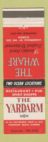 Matchbook Cover - Yardarm Restaurant The Wharf Fort Lauderdale Pompano Beach FL