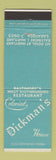 Matchbook Cover - Dickman's Colonial House Baltimore MD