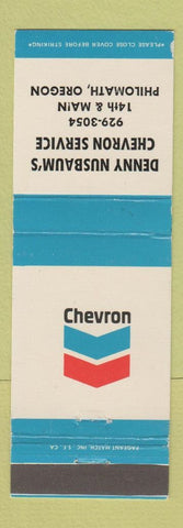 Matchbook Cover - Denny Nusbaum's Chevron oil gas Philomath OR