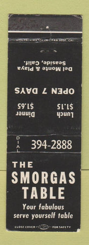 Matchbook Cover - Smorgas Table Restaurant Seaside CA