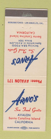 Matchbook Cover - Arno's Seafood Grotto Santa Catalina Island CA Avalon