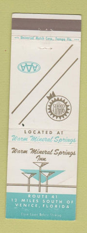 Matchbook Cover - Warm Mineral Springs Inn Venice FL
