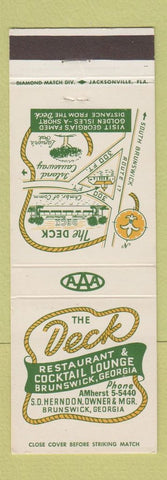 Matchbook Cover - Deck Restaurant Brunswick GA