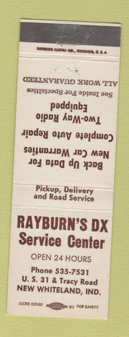Matchbook Cover - Rayburn's DX oil gas New Whiteland IN