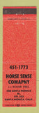 Matchbook Cover - Horse Sense Company Santa Monica CA