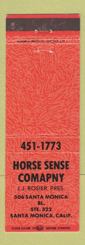 Matchbook Cover - Horse Sense Company Santa Monica CA