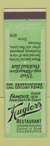Matchbook Cover - Kugler's Restaurant Philadelphia PA WEAR