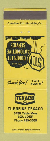Matchbook Cover - Texaco oil gas Boulder Colorado