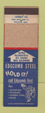 Matchbook Cover - Edgcomb Steel Milford Hartford Darien CT Springfield MA
