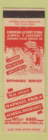 Matchbook Cover - Raphael Paola Real Estate Insurance Providence RI