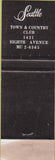 Matchbook Cover - Seattle Town Country Club WA