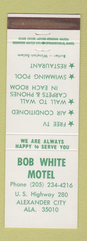 Matchbook Cover - Bob White Motel Alexander City AL
