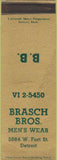 Matchbook Cover - Brasco Bros Men's Clothes Detroit MI SAMPLE