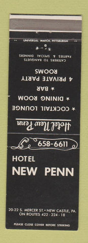 Matchbook Cover - Hotel New Penn New Castle PA