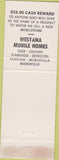 Matchbook Cover - Westana Mobile Homes Missoula MT yellow